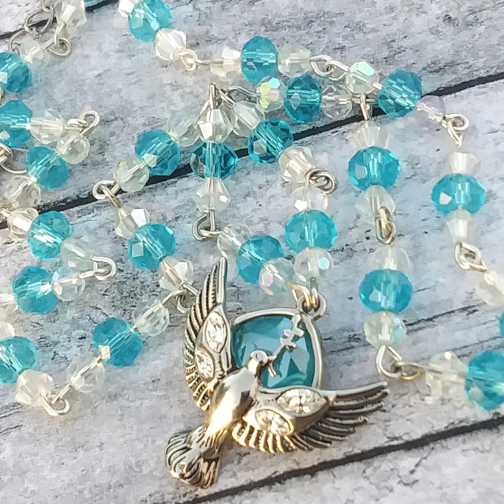 Silver Dove Handbeaded Chain Necklace